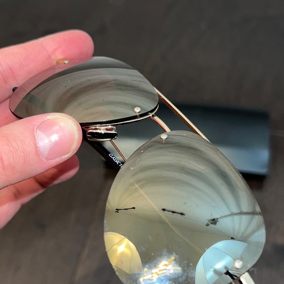 Saint Laurent - Mirror Aviator Frame YSL Logo - Classic 11 M Used - 80% OFF SALE - Picture 3 of 10